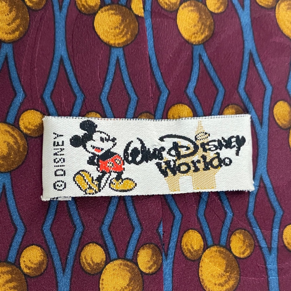 Walt Disney World Elegant Burgundy and Gold Patterned Tie - Picture 2 of 7